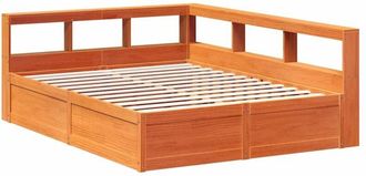 vidaXL Vidaxl - Cama Con Estanter&iacute;a Sin Colch&oacute;n Madera Maciza Marr&oacute;n 160x200 Cm