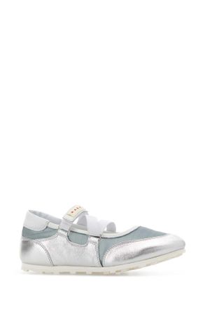 Marni Womens Silver Mesh And Leather Soccer Retro Ballerinas Lightbluesilver Sneaker
