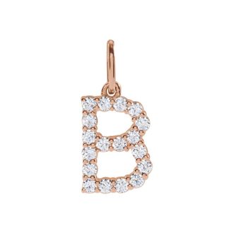 Diamond2Deal 14k Gold 1/4ct Lab-Grown Diamond Initial B Pendant