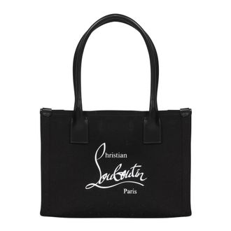 Christian Louboutin Tote Bags, female, Black, Size: ONE SIZE Canvas Tote Bag with Logo Print