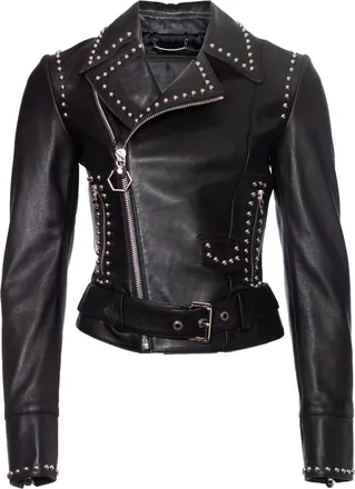 Philipp Plein Philipp Plein Studded leather biker jacket