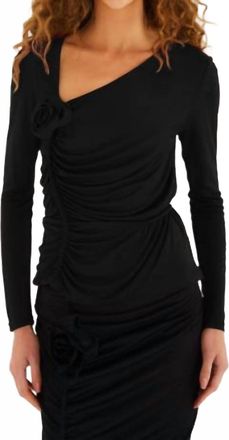 Farm Rio Flower Long Sleeve Blouse In Black