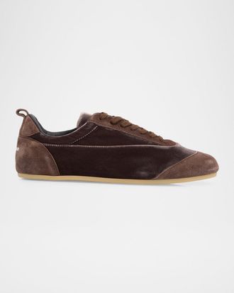 Jil Sander Etage Velvet and Suede Low-Top Sneakers