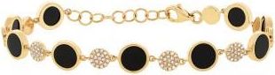 Allurez 0.41ct Diamond & 3.61ct Onyx 14k Yellow Gold Bracelet