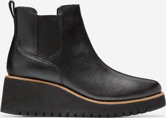 Cole Haan Womens ZER&Oslash;GRAND City Wedge Waterproof Boots - Black Size 10.5