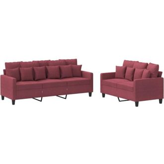 vidaXL Vidaxl - Juego De Sof&aacute;s Con Cojines 2 Piezas Tela Rojo Tinto