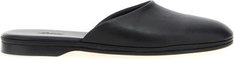 Brioni Leather Sabots Flat Shoes Nero-Donna