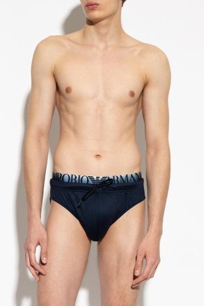 Emporio Armani Swim Briefs, Mens, Navy Blue
