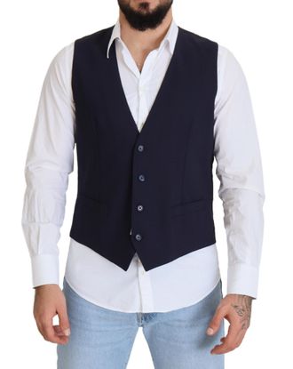 Dolce & Gabbana Mens Wool Vest Classic Fit - Navy - Size EU 50 (Mens)