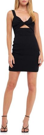 endless rose Pliss&eacute; Cutout Minidress in Black at Nordstrom, Size Medium