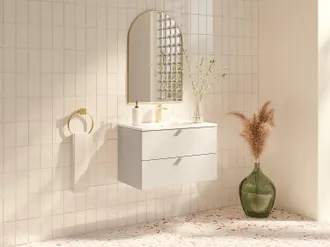 Vente-Unique Mobile bagno sospeso con lavabo da incasso Beige 80 cm - LAVENA