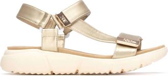 Xti Womens Faux Leather Strap Sandals In Gold