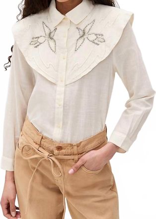 The Great. Beaded Partridge Shirt In Cream