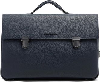 Piquadro Leren Aktetas met Trolleyband - Heren - Laptoptassen - Blauw - ONE Size - Leer - Tassen