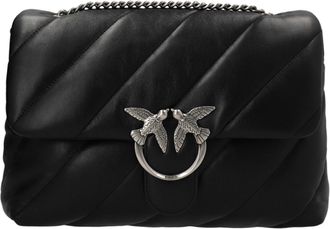 Pinko Black Lamb Leather Crossbody Womens Bag