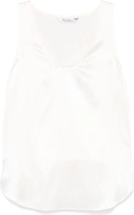 Max Mara Witte Zijden Mouwloze Top - Dames - Tops zonder mouwen - Wit - L - Tops