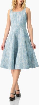 Ivonne Square Neck Midi Denim Dress in Blue at Nordstrom, Size 12