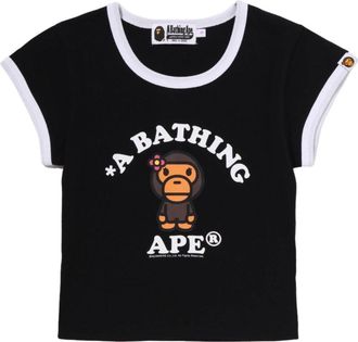 A Bathing Ape (WMNS) A Bathing Ape Baby Lisa College Cropped T-Shirt Black 2M20-209-301-BLK