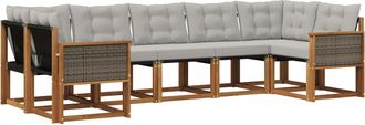 vidaXL Conjunto De Sof&aacute;s De Exterior 7 Uds. Natural Y Gris Claro Vidaxl