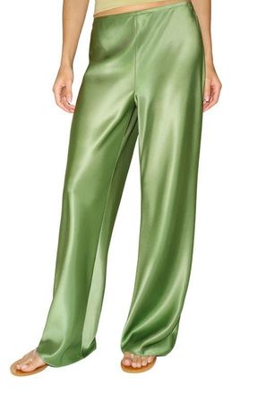 Reformation Gale High Waist Satin Pants in Jade Green at Nordstrom, Size X-Large