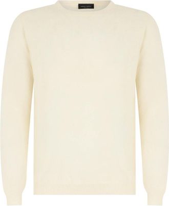 Roberto Collina Mya Crewneck Sweater - Heren - Ronde hals truien - Beige - XL - Katoen - Truien & Vesten