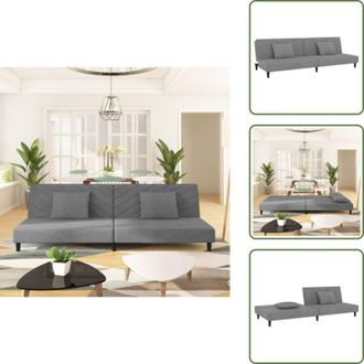 vidaXL The Living Store Divano Letto a 2 Posti con 2 Cuscini Grigio Chiaro in Velluto - Divano letto 2 posti