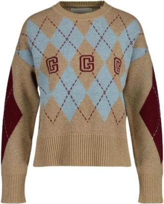 GANT Diamond Truien - Dames - Ronde hals truien - Bruin - S - Wol - Truien & Vesten