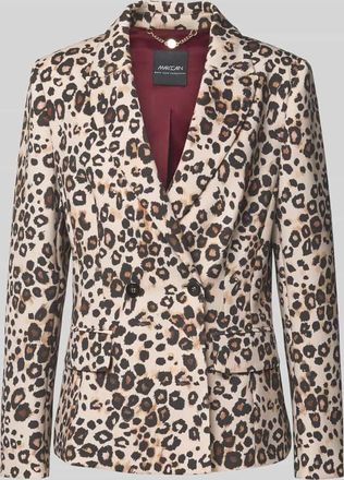 Marc Cain Regular Fit Anzugblazer mit Allover-Animal-Print in Camel, Größe 34