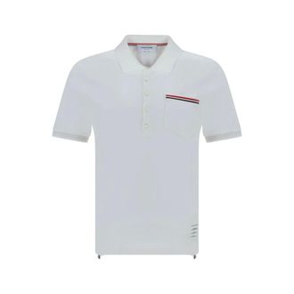 Thom Browne Tops, Heren, Wit, M, Katoen, Cotton Polo Shirt