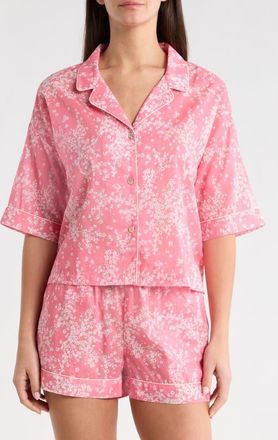 Papinelle Sleepwear Cheri Blossom Cotton Sateen Short Pajamas in Pink Lemonade at Nordstrom, Size Xx-Large