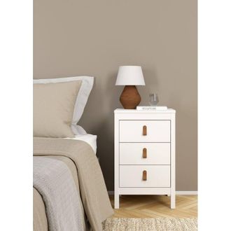 Dmora Dmora - Mesa De Noche Lombardia, C&oacute;moda Baja, Mesilla De Noche, Estante De La Cama, 44x38 H70 Cm, Blanco