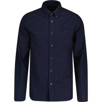 Fred Perry Heren Oxford overhemd met lange mouwen en merkzakken (Franse marine)