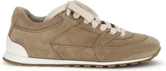 Brunello Cucinelli Beige Calf Leather Bos Taurus Low Top Womens Sneakers