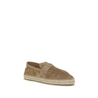 Valentino Garavani Calf Leather VLogo Espadrille Flat - Beige