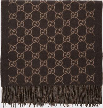Gucci Sciarpa in puro cashmere con motivo logo GG