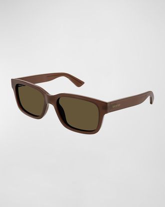 Gucci Mens Rectangle Plastic Sunglasses