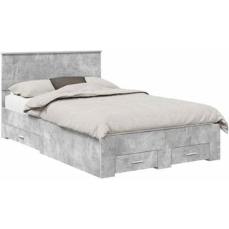 vidaXL Bed Frame Concrete Grey 120 x 190 cm Engineered Wood vidaXL