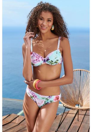 Lascana Womens Floral Textured Underwire Bikini Top