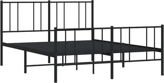 vidaXL Estructura Cama Sin Colch&oacute;n Con Estribo Metal Negro 150x200 Cm Vidaxl