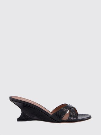 PARIS TEXAS Nina Python Print Leather Wedge Mules