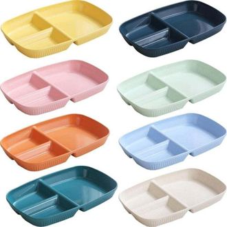 OEM Caja De Almacenamiento, Juego De 8 Platos Con 3 Compartimentos, Platos Diet&eacute;ticos Irrompibles Para El Control De Porciones, Platos Saludables De Abs P