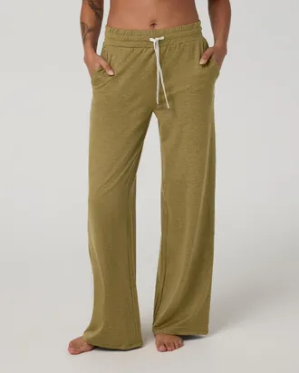 Vuori Clothing Halo Essential Wideleg Pants | Saguaro Heather | XS, Size Extra Small