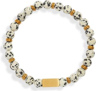 Clifton Wilson Mens Speckles Stone Beaded Bracelet in White at Nordstrom
