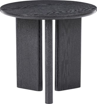 Beliani Mesa Auxiliar Moderna De Mdf Con Chapa De Papel Redonda Patas De Tres Paneles Sala De Estar Negro Cowal