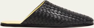 Bottega Veneta Mens Sunday Open-Back Intrecciato Leather Slippers