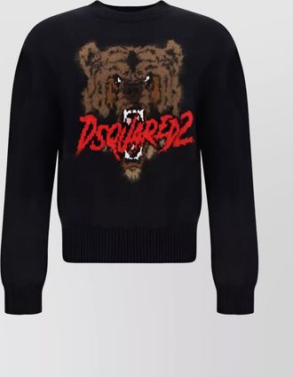 Dsquared2 graphic wool crew neck sweater