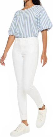 Kancan Mid Rise Cuffed Ankle Skinny Jeans In White