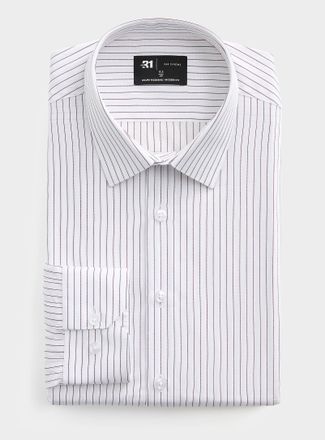 Le 31 Mens Two-tone fine-stripe shirt Modern fit