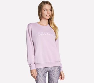 Skechers Sweatshirt SKECHERS SKECHERS SIGNATURE CREW, Damen, Gr. XXL (50/52), misty mauve, Obermaterial: 54% Baumwolle, 46% Polyester, Sweatshirts Sweatshirt, 
