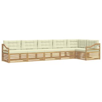 vidaXL Conjunto De Sof&aacute;s De Exterior 6 Pcs Blanco Y Crema Vidaxl